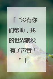 “没有你们帮助，我的世界就没有了声音！”