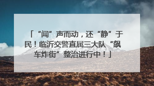 “闻”声而动，还“静”于民！临沂交警直属三大队“飙车炸街”整治进行中！