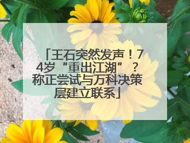 王石突然发声！74岁“重出江湖”？称正尝试与万科决策层建立联系