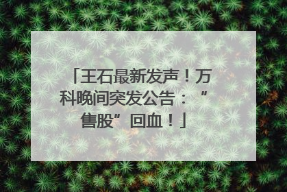 王石最新发声！万科晚间突发公告：“售股”回血！