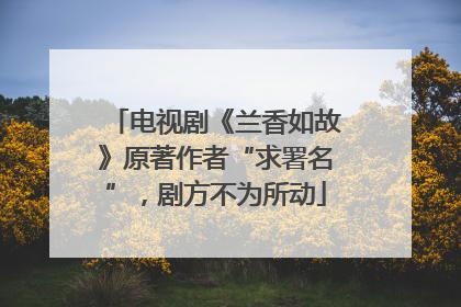 电视剧《兰香如故》原著作者“求署名”，剧方不为所动
