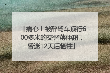 痛心！被醉驾车顶行600多米的交警蒋仲超，昏迷12天后牺牲