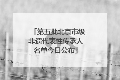 第五批北京市级非遗代表性传承人名单今日公布