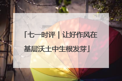 七一时评｜让好作风在基层沃土中生根发芽
