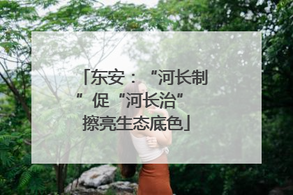东安：“河长制”促“河长治” 擦亮生态底色