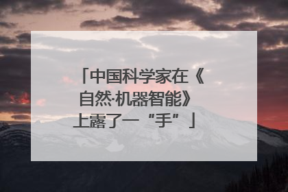 中国科学家在《自然·机器智能》上露了一“手”