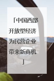 中国西部开放型经济为民营企业带来新商机