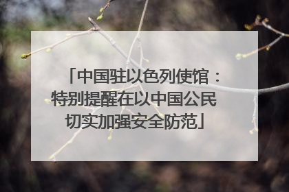 中国驻以色列使馆：特别提醒在以中国公民切实加强安全防范