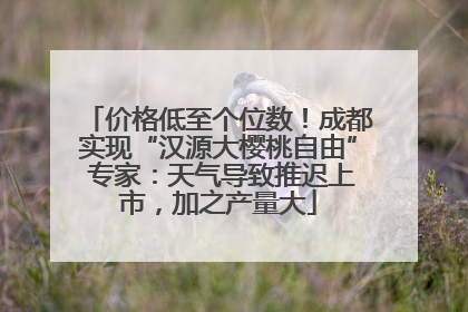 价格低至个位数！成都实现“汉源大樱桃自由” 专家：天气导致推迟上市，加之产量大