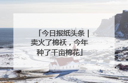 今日报纸头条｜卖火了棉袄，今年种了千亩棉花
