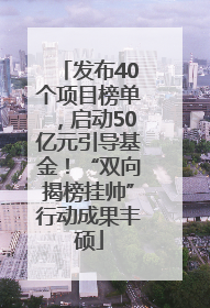 发布40个项目榜单，启动50亿元引导基金！“双向揭榜挂帅”行动成果丰硕