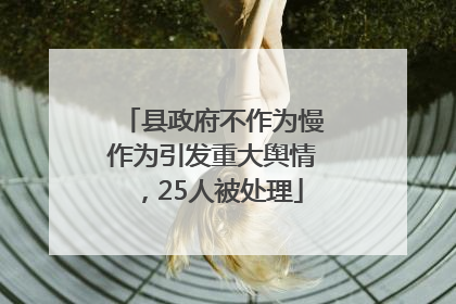 县政府不作为慢作为引发重大舆情，25人被处理