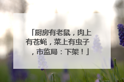厨房有老鼠，肉上有苍蝇，菜上有虫子，市监局：下架！