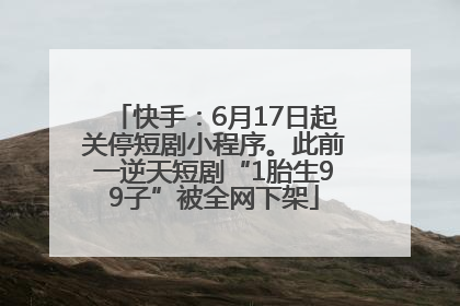 快手：6月17日起关停短剧小程序。此前一逆天短剧“1胎生99子”被全网下架