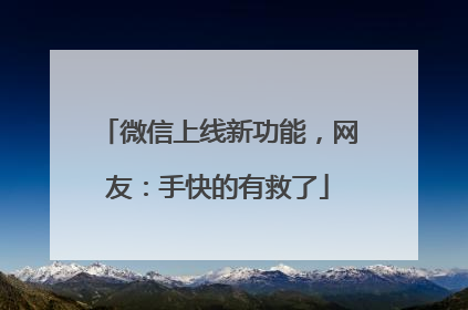 微信上线新功能，网友：手快的有救了