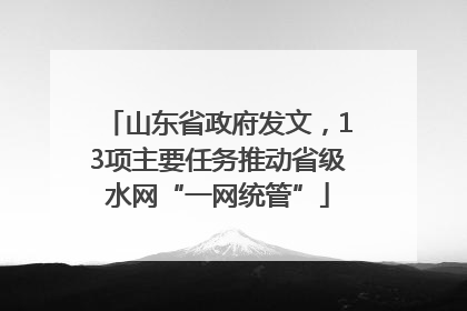 山东省政府发文，13项主要任务推动省级水网“一网统管”