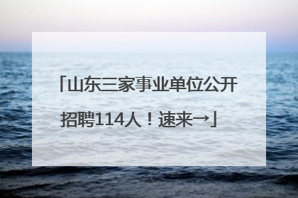 山东三家事业单位公开招聘114人！速来→