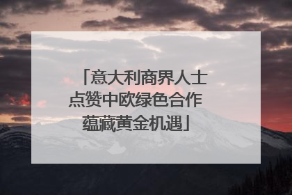 意大利商界人士点赞中欧绿色合作蕴藏黄金机遇
