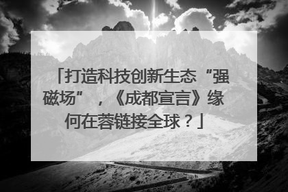 打造科技创新生态“强磁场”，《成都宣言》缘何在蓉链接全球？
