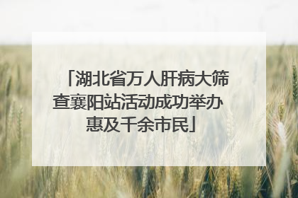 湖北省万人肝病大筛查襄阳站活动成功举办 惠及千余市民