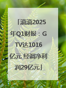 滴滴2025年Q1财报：GTV达1016亿元 经调净利润29亿元