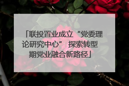 联投置业成立“党委理论研究中心” 探索转型期党业融合新路径