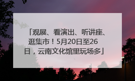 观展、看演出、听讲座、逛集市！5月20日至26日，云南文化馆里玩场多