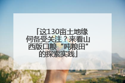 这130亩土地缘何备受关注？来看山西版口粮“吨粮田”的探索实践