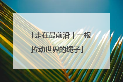 走在最前沿｜一根拉动世界的绳子