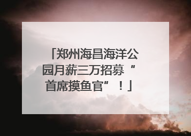 郑州海昌海洋公园月薪三万招募“首席摸鱼官”！
