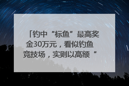 钓中“标鱼”最高奖金30万元，看似钓鱼竞技场，实则以高额“回报”作“饵”……｜今晚九点半