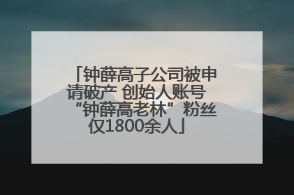 钟薛高子公司被申请破产 创始人账号“钟薛高老林”粉丝仅1800余人