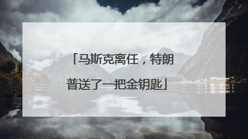 马斯克离任，特朗普送了一把金钥匙