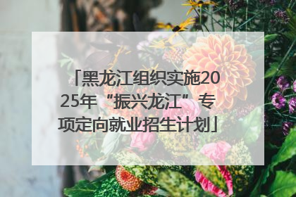 黑龙江组织实施2025年“振兴龙江”专项定向就业招生计划