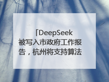 DeepSeek被写入市政府工作报告，杭州将支持算法模型企业发展